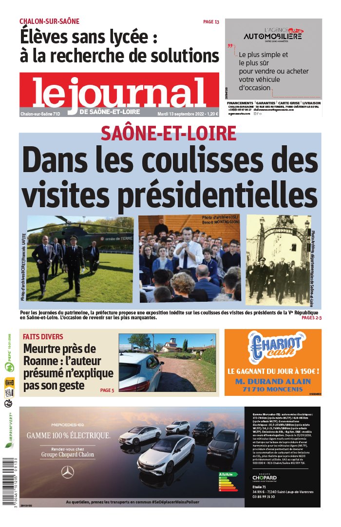 Le Journal De Sa Ne Et Loire N Du Septembre