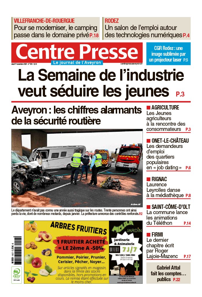 Centre Presse Aveyron N20221117 du 17 novembre 2022 à télécharger sur iPad