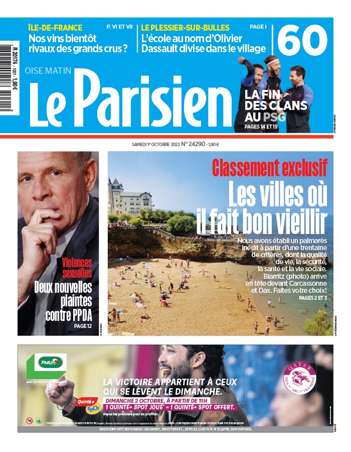 Le Parisien N20221001 du 01 octobre 2022 à télécharger sur iPad