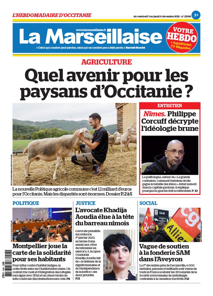 La Marseillaise Hebdo Occitanie N20211203 du 03 décembre 2021 à