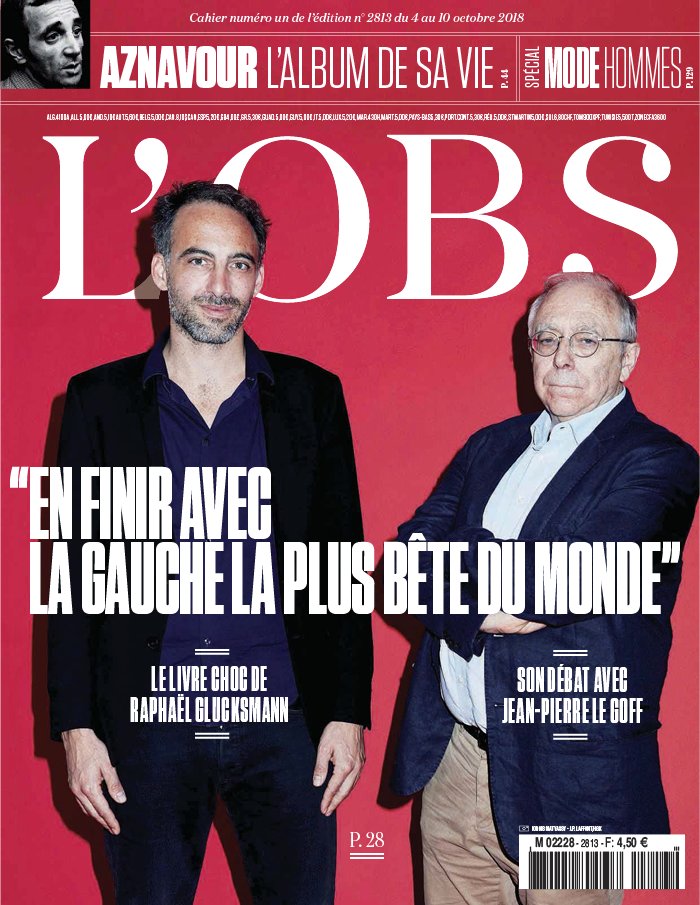 Programme Tv Le Nouvel Obs Toutes Les Chaînes L'Obs N°2813 du 04 octobre 2018 à télécharger sur iPad