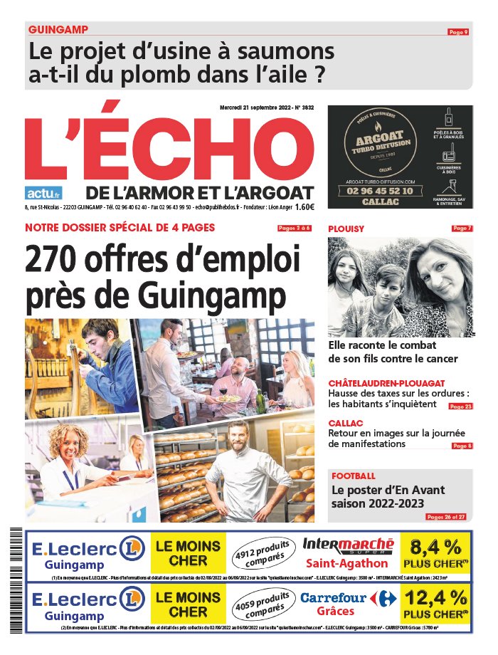 L'Echo de l'Armor et de l'Argoat N°3832 du 21 septembre 2022 à ...
