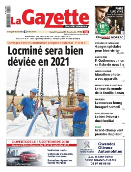 La Gazette du Centre Morbihan N°1986 du 14 septembre 2018 à télécharger sur iPad