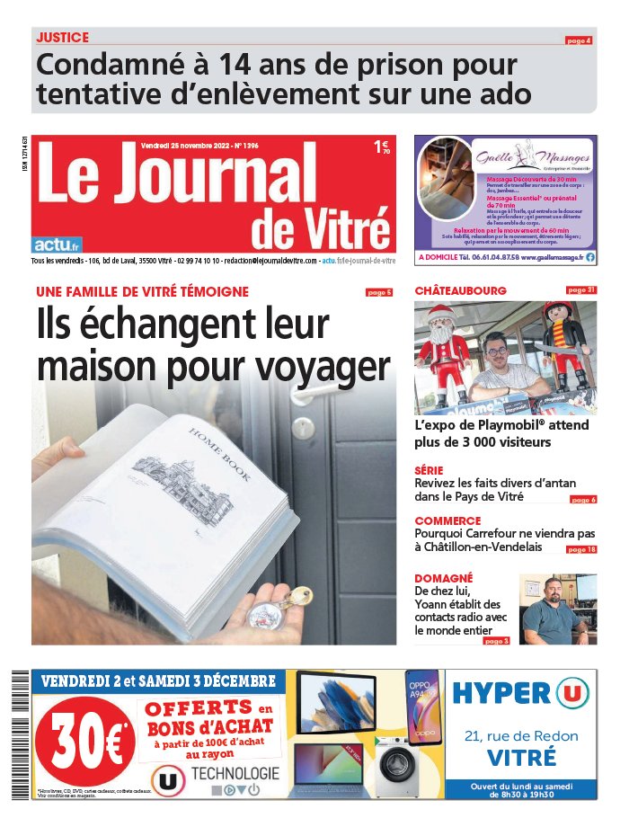 Le Journal de Vitré N°1396 du 25 novembre 2022 à télécharger sur iPad