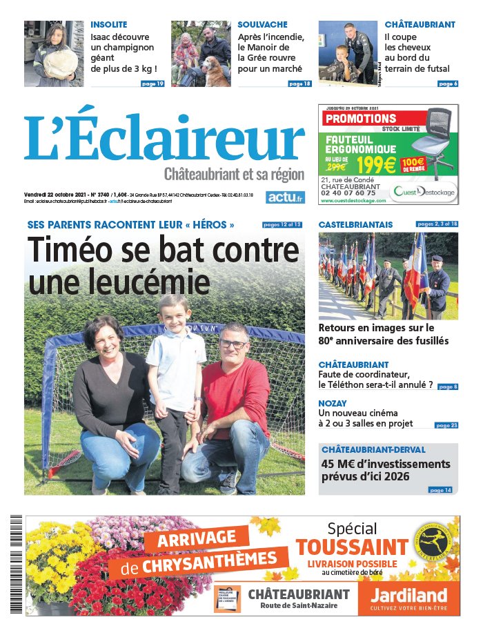 L'Eclaireur de Chateaubriant N°3740 du 22 octobre 2021 à télécharger ...