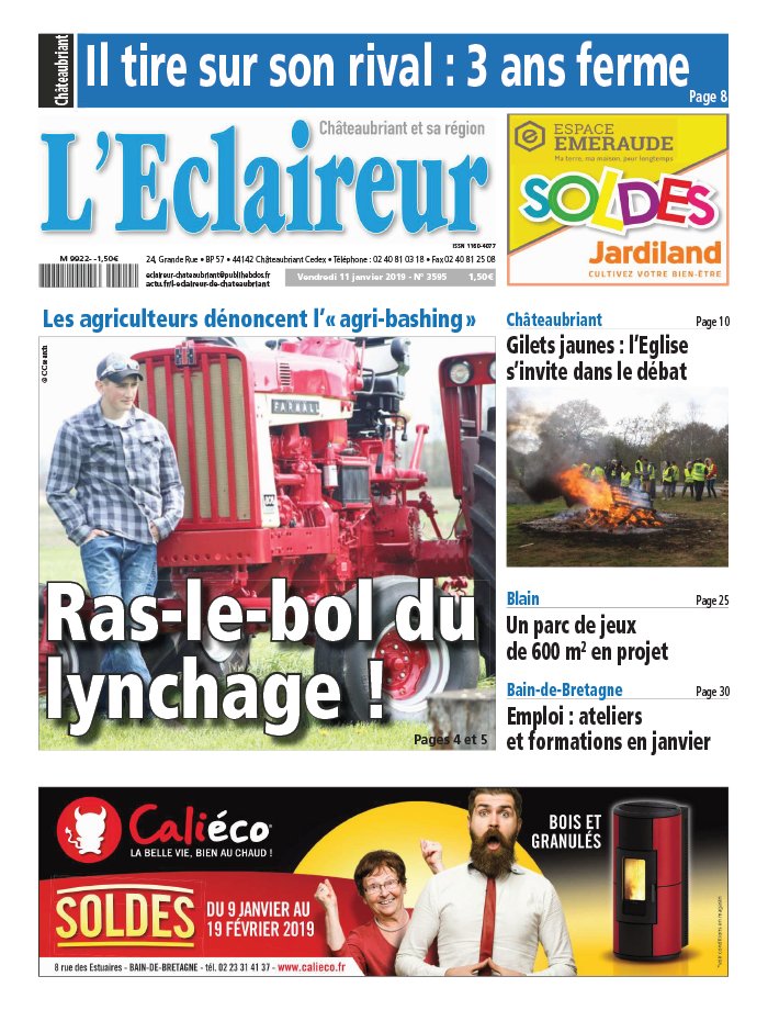 L'Eclaireur de Chateaubriant N°3595 du 11 janvier 2019 à télécharger ...