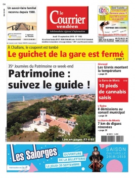 Le Courrier Vendéen N°1182 du 13 septembre 2018 à télécharger sur iPad