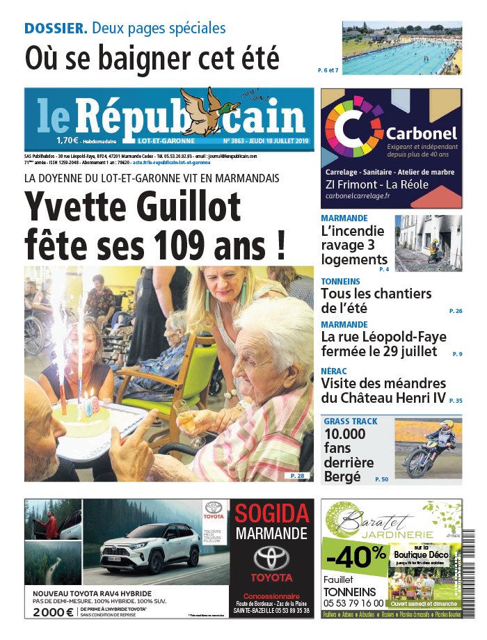 Le Republicain Lot Et Garonne N 3863 Du 18 Juillet 2019 A Telecharger Sur Ipad