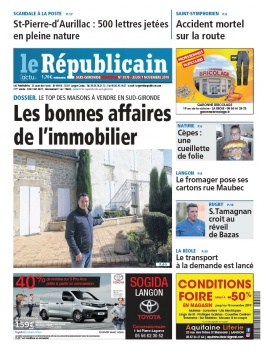 Le Républicain Sud Gironde N°3879 du 07 novembre 2019 à télécharger sur iPad