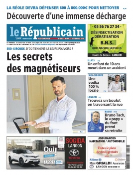 Le Républicain Sud Gironde N°3821 du 27 septembre 2018 à télécharger sur iPad