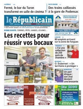 Le Républicain Sud Gironde N°3820 du 20 septembre 2018 à télécharger sur iPad