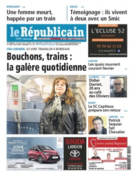 Le Républicain Sud Gironde N°3787 du 01 février 2018 à télécharger sur iPad