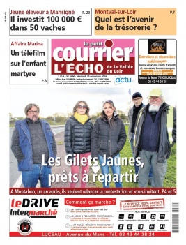 Le Petit Courrier L'Echo de la Vallée du Loir N°3490 du 15 novembre 2019 à télécharger sur iPad