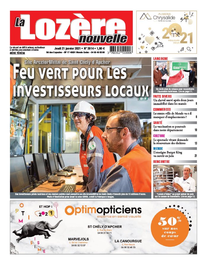 La Lozère Nouvelle 21 janvier 2021 Abonnement La Lozère Nouvelle Pas Cher avec le BOUQUET INFO ePresse.fr