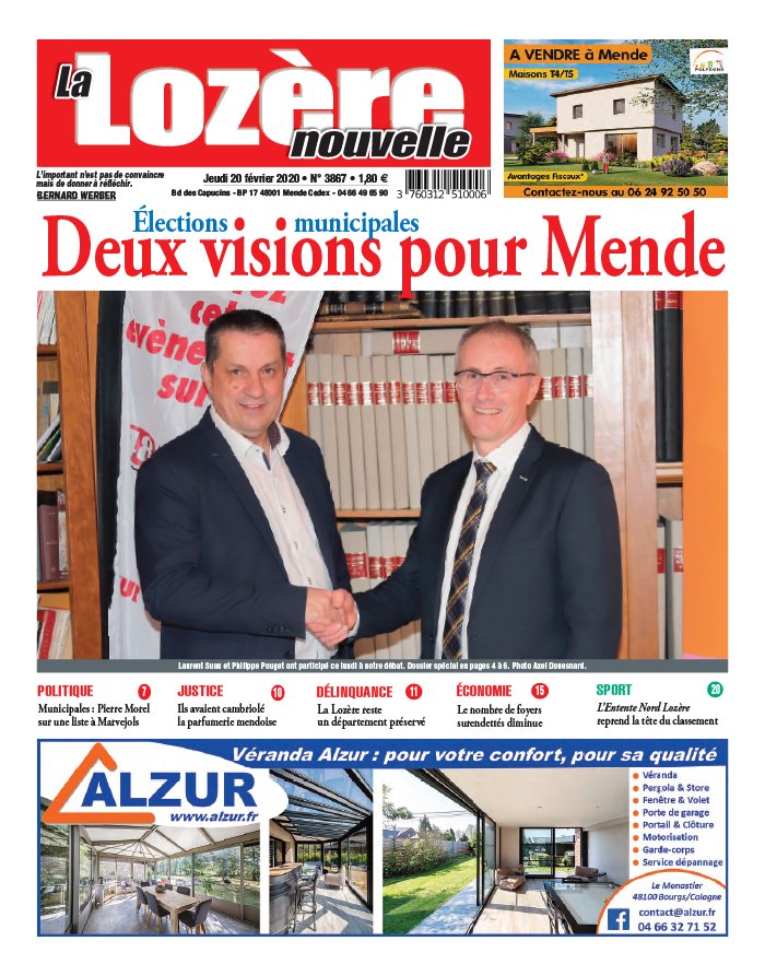 La Lozère Nouvelle 20 février 2020 Abonnement La Lozère Nouvelle Pas Cher avec le BOUQUET INFO ePresse.fr