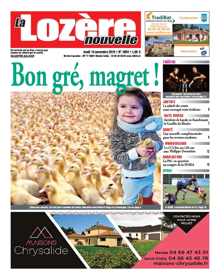 La Lozère Nouvelle 14 novembre 2019 Abonnement La Lozère Nouvelle Pas Cher avec le BOUQUET INFO ePresse.fr