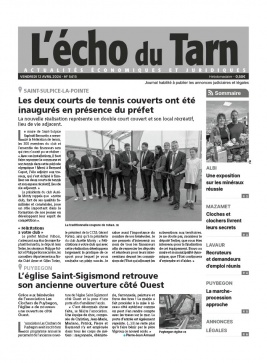 Lisez L'Echo du Tarn du 12 avril 2024 sur ePresse.fr