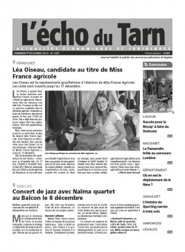 Lisez L'Echo du Tarn du 01 décembre 2023 sur ePresse.fr