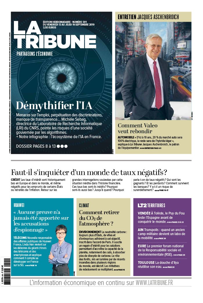 La Tribune Hebdo 13 septembre 2019 La Tribune Hebdo N°301 du 13 septembre 2019 à télécharger sur iPad
