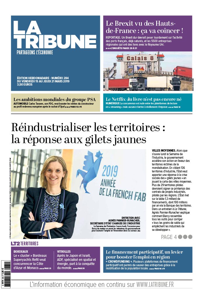 La Tribune Hebdo 15 mars 2019 La Tribune Hebdo N°284 du 15 mars 2019 à télécharger sur iPad