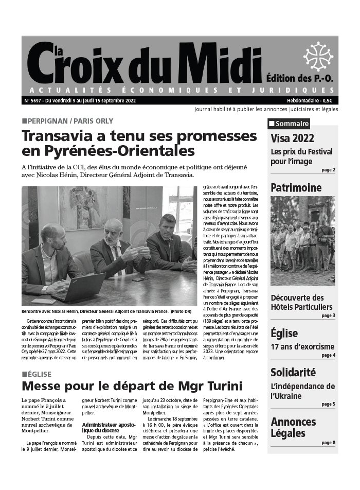 Croix du Midi N°5697 du 09 septembre 2022 à télécharger sur iPad