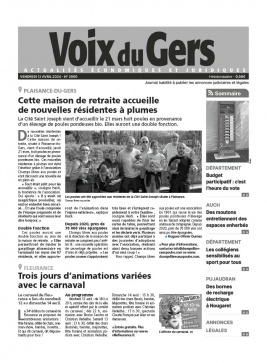 Lisez Voix du Gers du 12 avril 2024 sur ePresse.fr