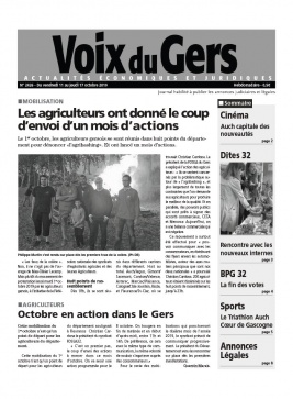 Voix du Gers N°2426 du 11 octobre 2019 à télécharger sur iPad