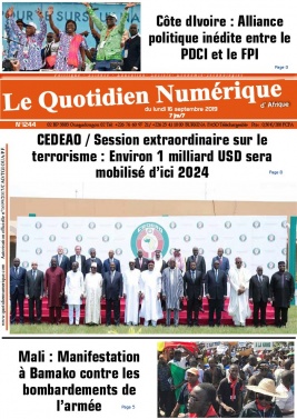 Quotidien Numérique d'Afrique N°1244 du 16 septembre 2019 à télécharger sur iPad