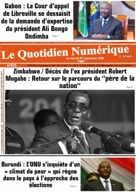 Quotidien Numérique d'Afrique N°1235 du 07 septembre 2019 à télécharger sur iPad