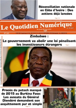 Quotidien Numérique d'Afrique N°1205 du 08 août 2019 à télécharger sur iPad