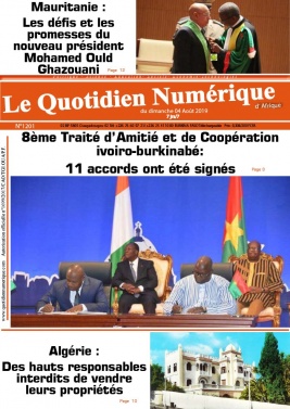 Quotidien Numérique d'Afrique N°1201 du 04 août 2019 à télécharger sur iPad