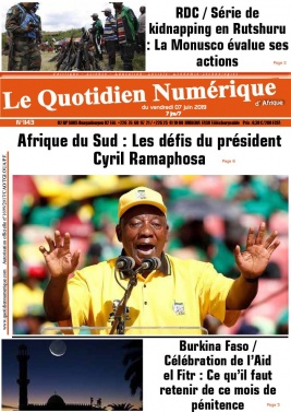 Quotidien Numérique d'Afrique N°1143 du 07 juin 2019 à télécharger sur iPad