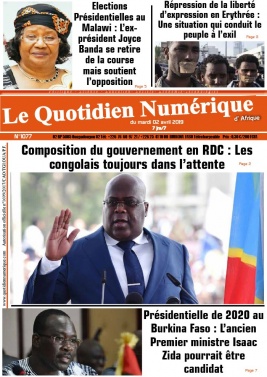 Quotidien Numérique d'Afrique N°1077 du 02 avril 2019 à télécharger sur iPad