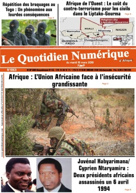 Quotidien Numérique d'Afrique N°1063 du 19 mars 2019 à télécharger sur iPad