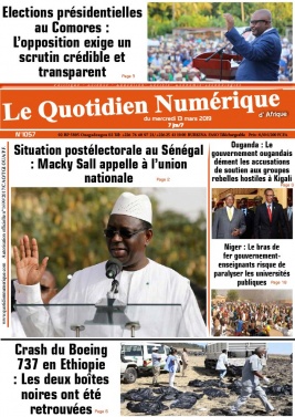 Quotidien Numérique d'Afrique N°1057 du 13 mars 2019 à télécharger sur iPad