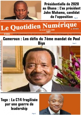 Quotidien Numérique d'Afrique N°1055 du 11 mars 2019 à télécharger sur iPad