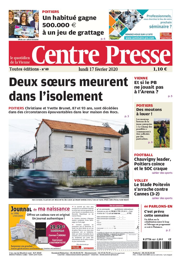 Centre Presse 17 février 2020 Abonnement Centre Presse Aveyron Pas Cher avec BOUQUET ePresse.fr
