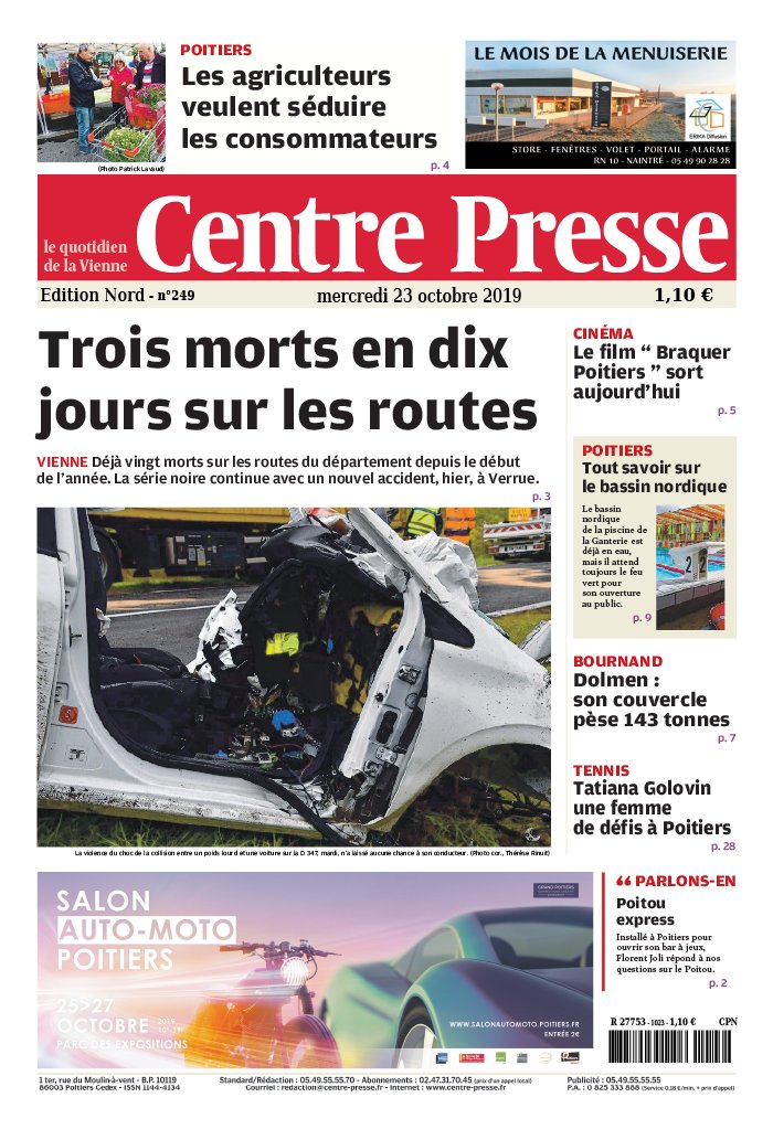 Centre Presse 23 octobre 2019 Abonnement Centre Presse Aveyron Pas Cher avec BOUQUET ePresse.fr