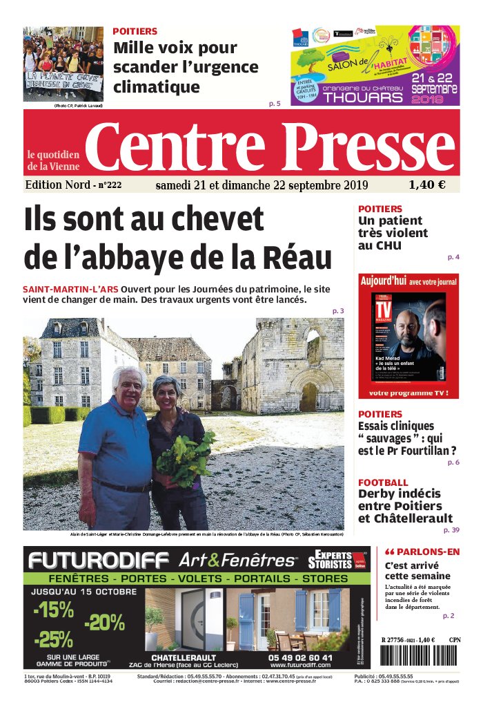 Centre Presse 21 septembre 2019 Abonnement Centre Presse Aveyron Pas Cher avec BOUQUET ePresse.fr