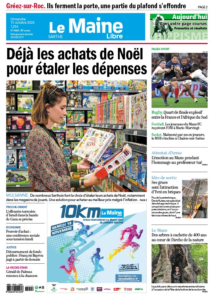 Le Maine Libre N°20231015 du 15 octobre 2023 à télécharger sur iPad