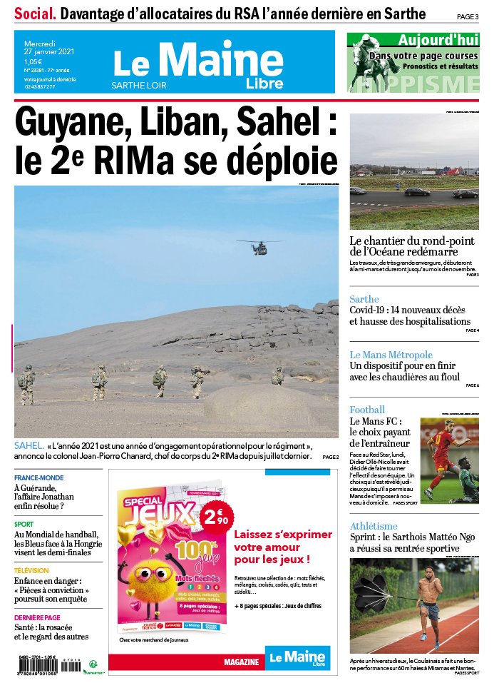 Le Maine Libre N°20210127 du 27 janvier 2021 à télécharger sur iPad