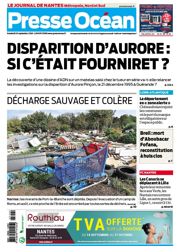 Presse Océan 25 septembre 2020 Presse Océan - Nantes Nord du 25 septembre 2020