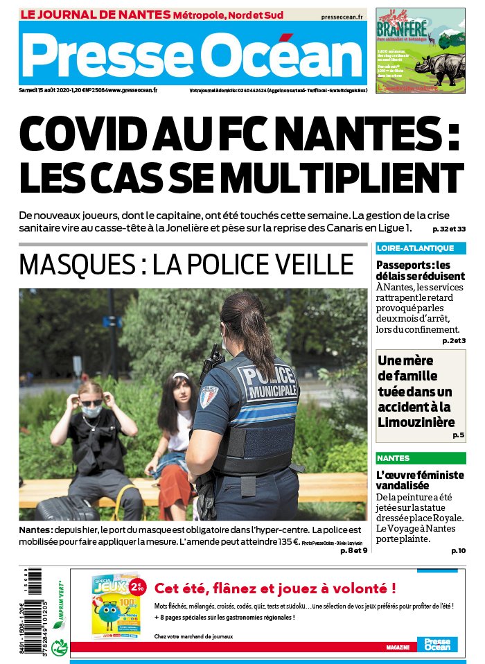 Presse Océan 15 août 2020 Presse Océan - Nantes Nord du 15 août 2020