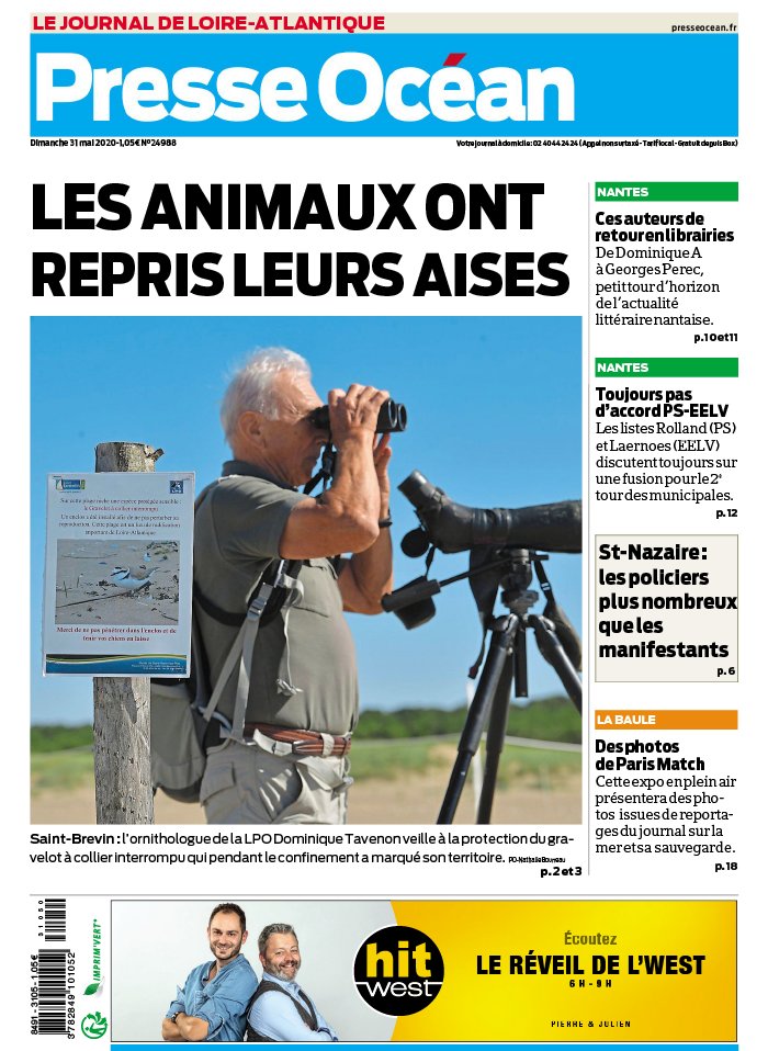 Presse Océan 31 mai 2020 Presse Océan - Nantes Nord du 31 mai 2020