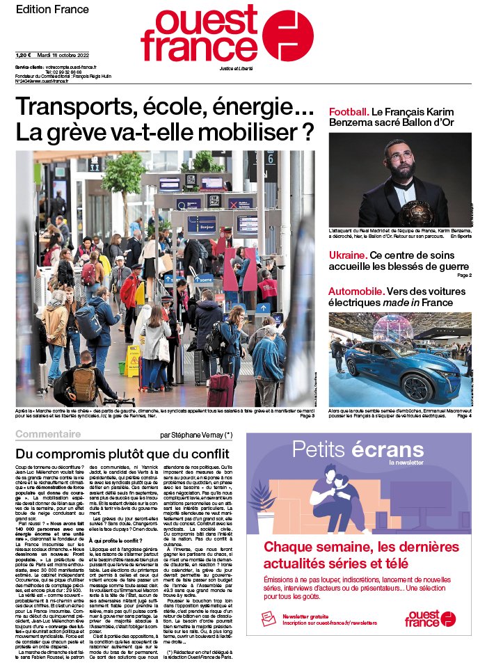 OuestFrance édition France N°20221018 du 18 octobre 2022 à télécharger