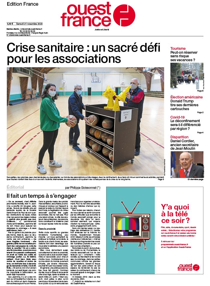 Ouest-France édition France 21 novembre 2020 Ouest-France édition France du 21 novembre 2020