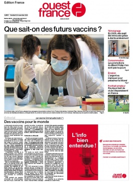 Ouest-France édition France N°20201120 du 20 novembre 2020 à télécharger sur iPad