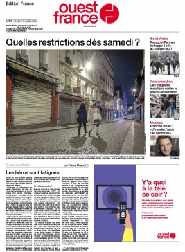 Ouest-France édition France N°20201016 du 16 octobre 2020 à télécharger sur iPad