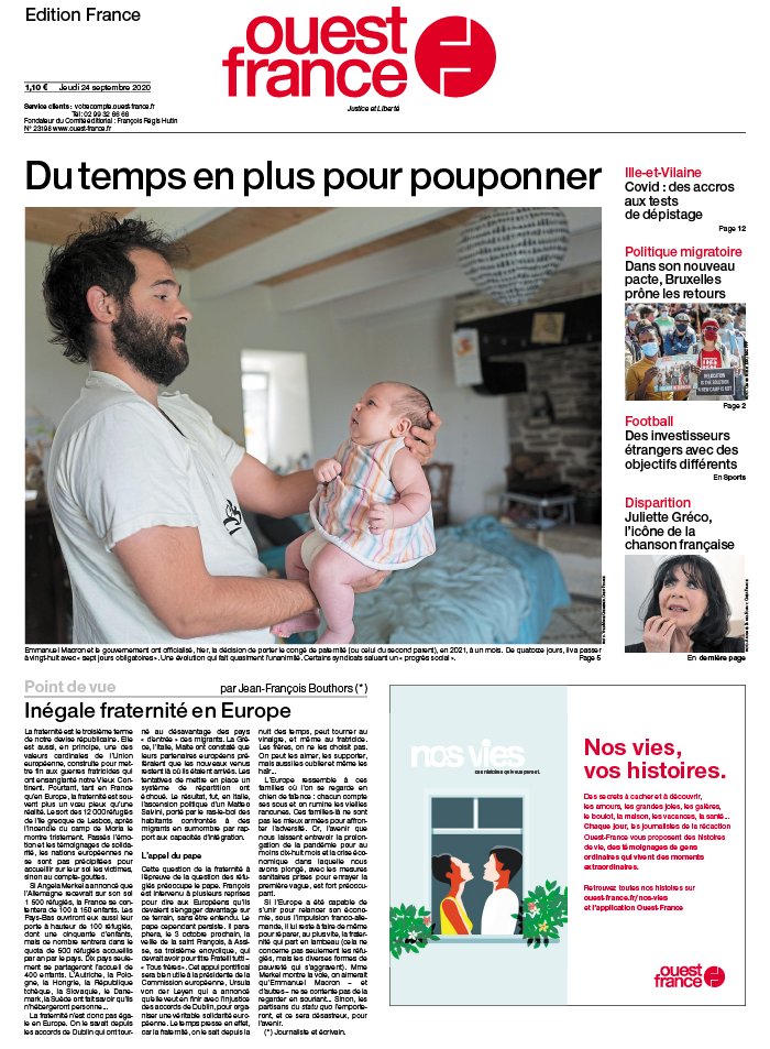 Ouest-France édition France 24 septembre 2020 Ouest-France édition France du 24 septembre 2020