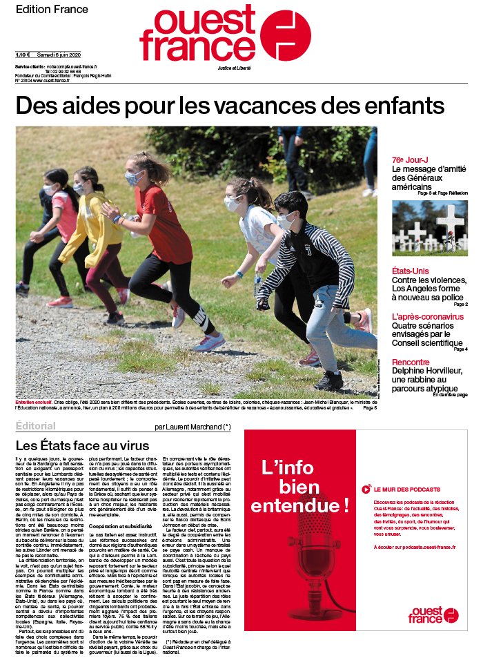 Ouest-France édition France 06 juin 2020 Ouest-France édition France du 06 juin 2020